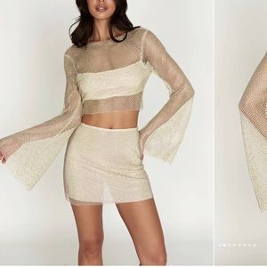 Meshki Diamante mesh top and matching skirt size Medium